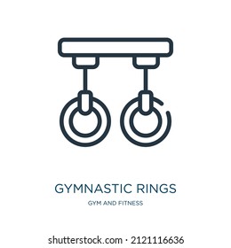 gymnastic rings thin line icon. ring, fitness linear icons from gym and fitness concept isolated outline sign. Vector illustration symbol element for web design and apps.