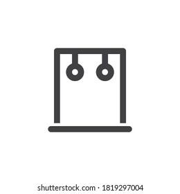 Icono vectorial de anillos de gimnasia. signo plano relleno para concepto móvil y diseño web. Barra deportiva con anillos icono de glifo. Símbolo, ilustración del logotipo. Gráficos vectoriales