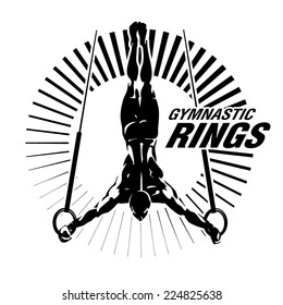 Gymnastic rings. Vector illustration in the engraving style