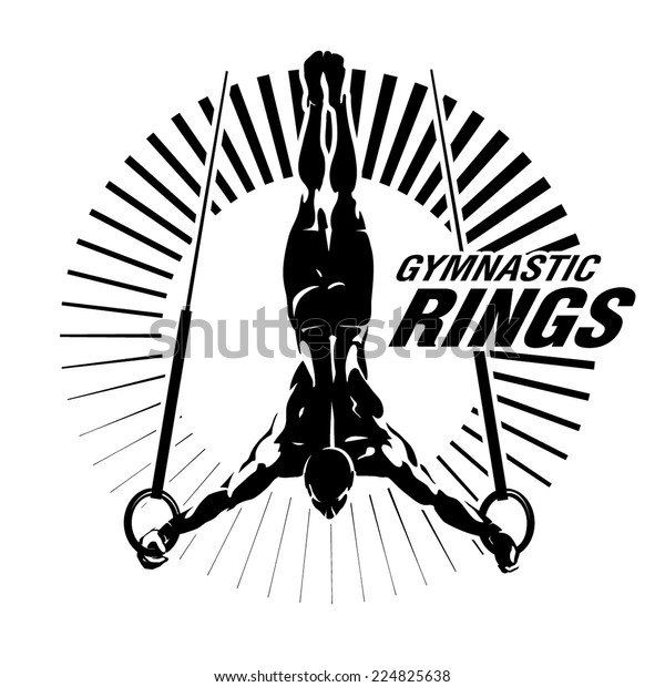 Gymnastic Rings Vector Illustration Engraving Style Stock Vector