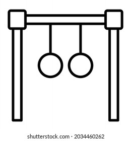 Gymnastic Rings Vector Outline Icon Isolated On White Background

