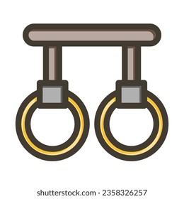 Gymnastic Rings Vector Thick Line Filled Colors Icon For Personal And Commercial Use.
