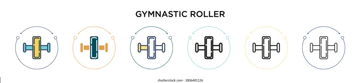 Gymnastic roller icon in filled, thin line, outline and stroke style. Vector illustration of two colored and black gymnastic roller vector icons designs can be used for mobile, ui, web