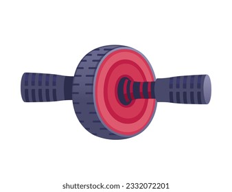 Gymnastic roller wheel with handles workout equipment vector illustration isolated on white background