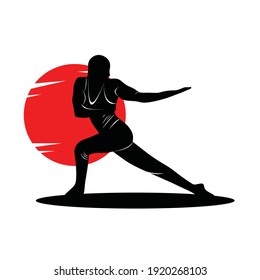 Gymnastic silhouette logo design vector