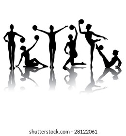 Gymnastic silhouettes in different poses