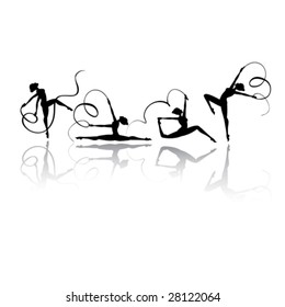 Gymnastic silhouettes in different poses