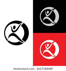 ícone e logotipo simples de ginástica