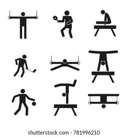 Gymnastic Sport Abstract Symbol Vector Illustration Graphic Set
