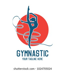 gymnastic sport logo with text space for your slogan / tag line, vector illustration