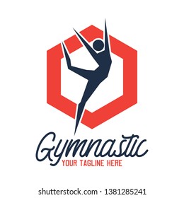 gymnastic sport logo with text space for your slogan / tag line, vector illustration