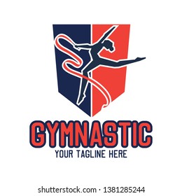 gymnastic sport logo with text space for your slogan / tag line, vector illustration