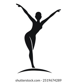 Gymnastic style silhouette pose vector art icon and logo design.