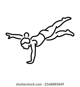 Gymnastic women doing hand balancing, line style icon 