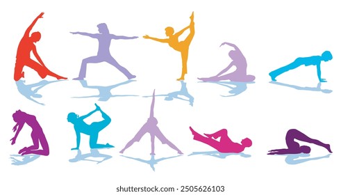 Gymnastic and Yoga pose,  illustration  isolated	