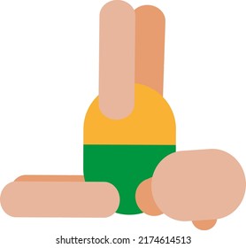 Gymnastics abdomen exercise, illustration, vector on a white background.