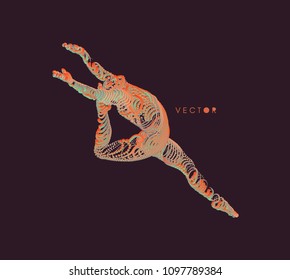 Gymnastics activities for icon health and fitness community. 3d vector Illustration. Wire connection to virtual reality. 