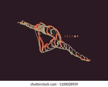 Gymnastics activities for icon health and fitness community. 3d vector Illustration. Wire connection to virtual reality. 