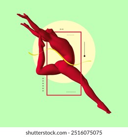 Gymnastics activities for icon health and fitness community. Design for sport. Stipple effect. Cover design template. 3D illustration for brochure, poster, presentation, flyer or banner.