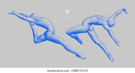 Gymnastics activities for icon health and fitness community. Design for sport. Stipple effect. Cover design template. 3D illustration for brochure, poster, presentation, flyer or banner.