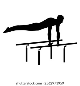 Gymnastics Athlete Silhouette Male in Dynamic Pose