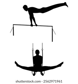 Gymnastics Athlete Silhouette Male in Dynamic Pose