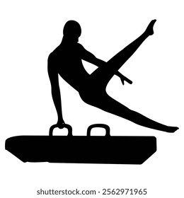 Gymnastics Athlete Silhouette Male in Dynamic Pose