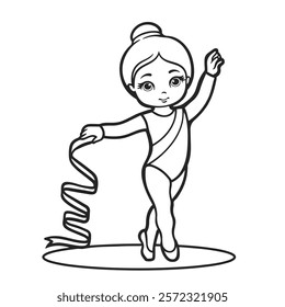 Gymnastics ballerina. drawing with line art. simple design. cartoon. vector illustrations