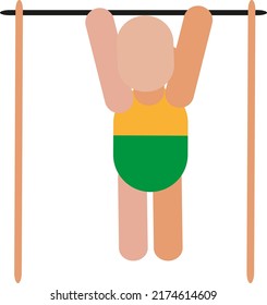 Gymnastics bar exercise, illustration, vector on a white background.