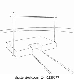 A gymnastics bar, a metal frame with a horizontal bar, used for various exercises and routines.