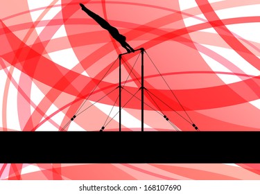 Gymnastics bar silhouette athlete vector abstract background concept template