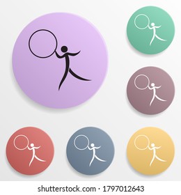 Gymnastics with a circle badge color set icon. Simple glyph, flat vector of sport icons for ui and ux, website or mobile application