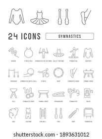 Gymnastics. Collection of perfectly thin icons for web design, app, and the most modern projects. The kit of signs for category Sport.