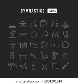 Gymnastics. Collection of perfectly thin icons for web design, app, and the most modern projects. The kit of signs for category Sport.