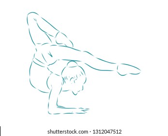 gymnastics contour, vector illustration 