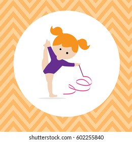 Gymnastics cute girls set. Vector illustration.
