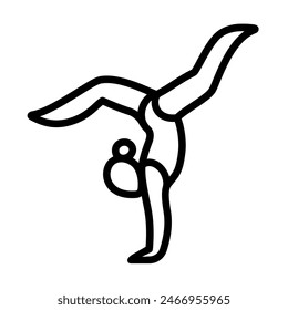 Gymnastics doodle icon. Girl outline in handstand, simple abstract sign. Vector hand drawn illustration.