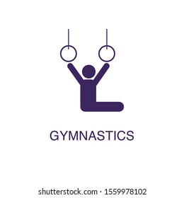 Gymnastics element in flat simple style on white background. Gymnastics icon, with text name concept template