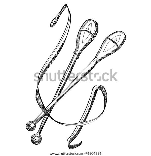 Gymnastics Equipment Cartoon Sketch Vector Illustration Stock Vector