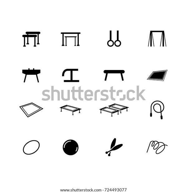 Gymnastics equipments vector illustration icon set,\
collection, symbols,\
signs