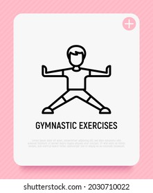 Gymnastics exercises thin line icon. Modern vector illustration.