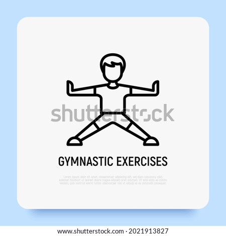 Gymnastics exercises thin line icon. Modern vector illustration.