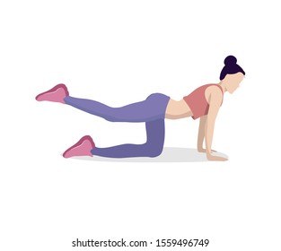 Gymnastics, the girl is engaged in sports. The athlete shakes her ass. The girl is engaged in fitness. Vector illustration