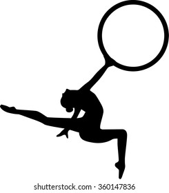 Gymnastics Girl jumping with hoop