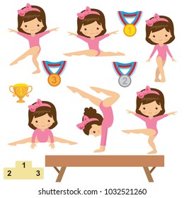 Gymnastics girl vector cartoon illustration