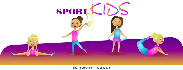 Gymnastics girl. Vector illustration sport kids.
