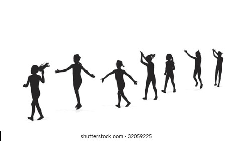 gymnastics girl's team warming up