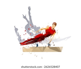 Gymnastics, group od male and female gymnasts, isolated vector illustration on white background