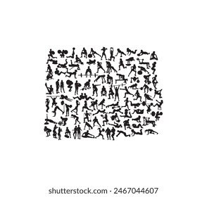 Gymnastics, gym, weight lifting and fitness, art vector silhouettes design
