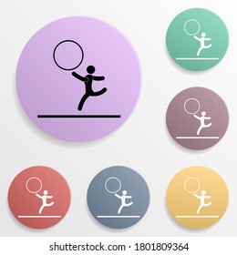 Gymnastics with hoop badge color set icon. Simple glyph, flat vector of sport icons for ui and ux, website or mobile application